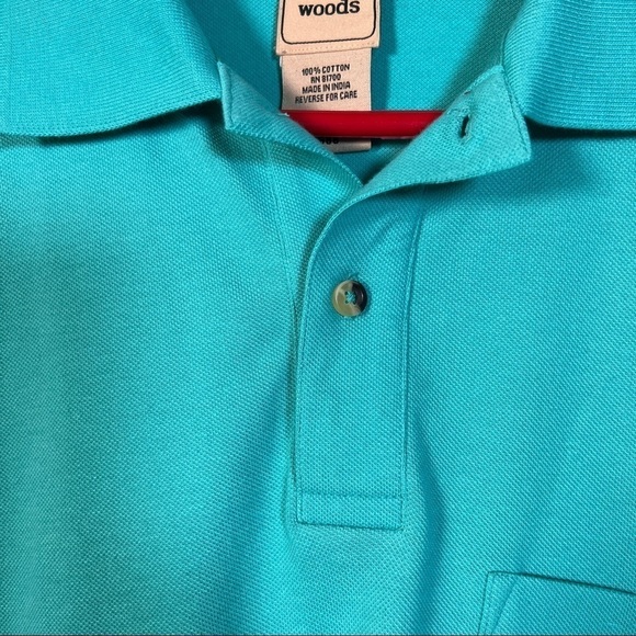 SCANDIA WOODS Polo Long Sleeve Shirt. Size Large, turquoise. Cotton piqued - Picture 3 of 9